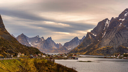 nature sceneries inside the area surroundings of Reine, Lofoten Islands, Norway, during the spring...