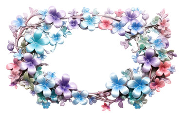 PNG  Flowers frame iridescent jewelry plant white background.
