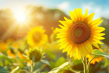 An image of a vibrant field of sunflowers stretching towards the sun, symbolizing energy and beauty.