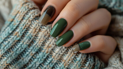 Forest Finesse: Intricate Manicure Artistry Celebrating Shades of Green
