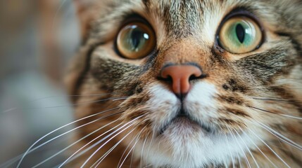 A detailed macro shot zooms in on the mesmerizing eyes of a tabby cat, capturing their intricate details - Powered by Adobe