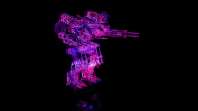 Rendering 3D animation, VISUAL EFFECTS sci-fi transformers robot Model on a black background