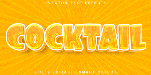 Cartoon Orange Juice Cocktail Vector Fully Editable Smart Object Text Effect