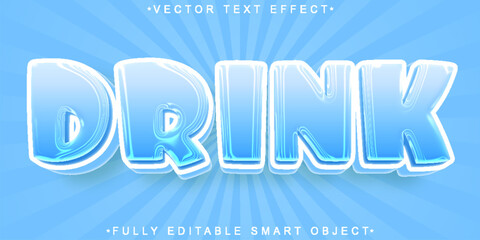 Cartoon Blue Drink Water Vector Fully Editable Smart Object Text Effect