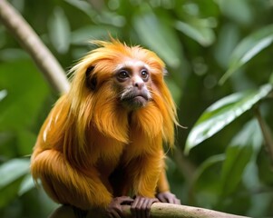 white tailed macaque, Golden Lion Tamarin: Very few in number and at high risk from loss of litter and habitat., Endangered