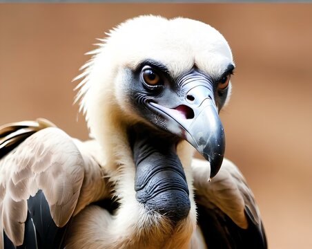 portrait of an eagle, Asian White-Backed Vulture: Their numbers are rapidly decreasing due to toxins in the animals they eat., Endangered