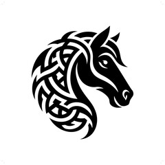 Horse silhouette in animal celtic knot, irish, nordic illustration