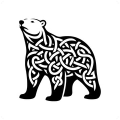 Polar bear silhouette in animal celtic knot, irish, nordic illustration