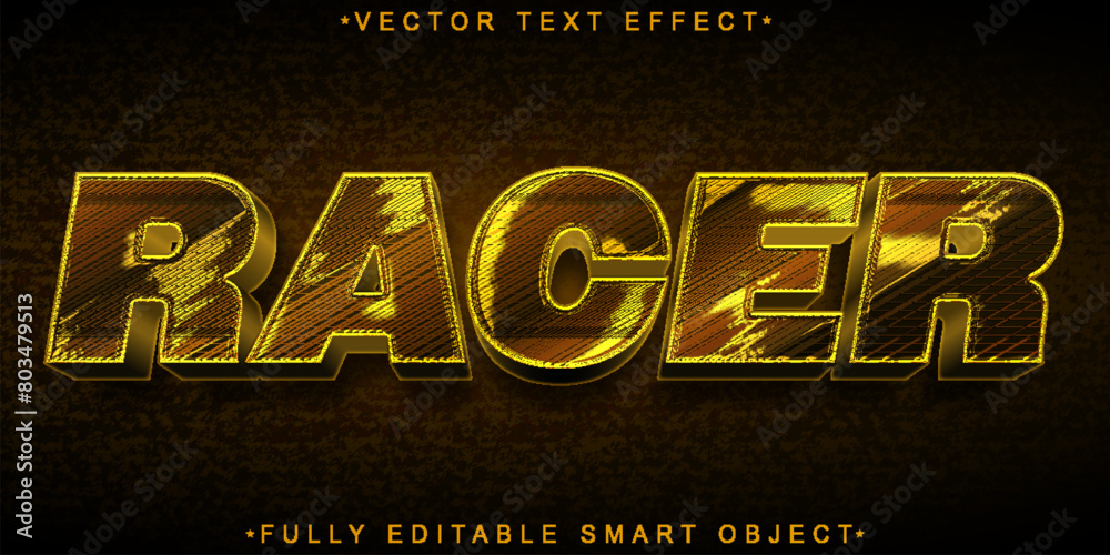 Poster shiny orange racer vector fully editable smart object text effect