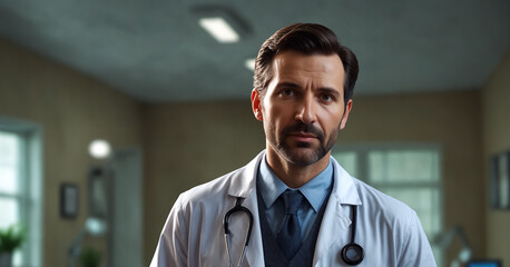 A Male Doctor in a Hospital.