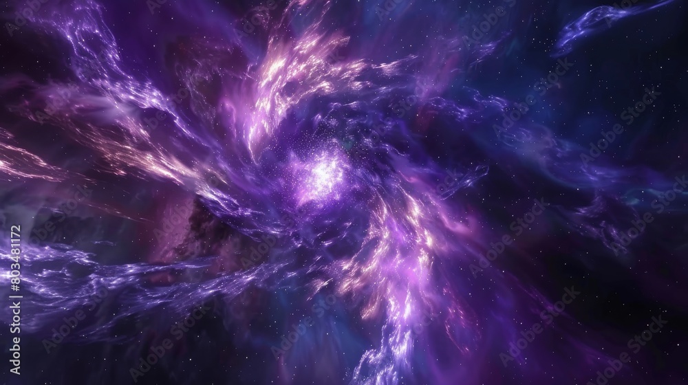 Poster Capturing the explosive power of a purple nebula in deep space, exuding a sense of wonder and the vastness of the universe