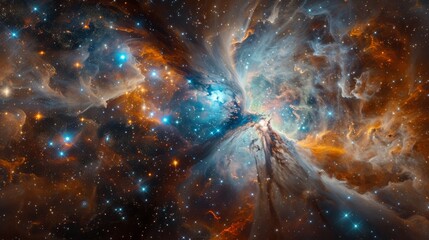 A spellbinding image of vibrant nebulae seemingly converging, evoking wonder and the infinity of space
