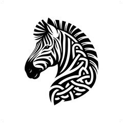Zebra silhouette in animal celtic knot, irish, nordic illustration