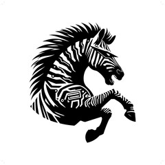 Zebra silhouette in animal cyberpunk, modern futuristic illustration