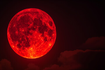 Naklejka premium Bloody moon, red full moon isolated on black.