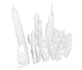 Modern city architecture 3d illustration