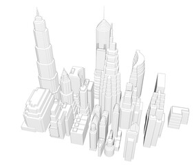 Modern city architecture 3d illustration