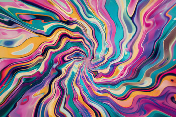 A psychedelic art explosion featuring swirling, merging colors in an intricate and mesmerizing pattern - Generative AI