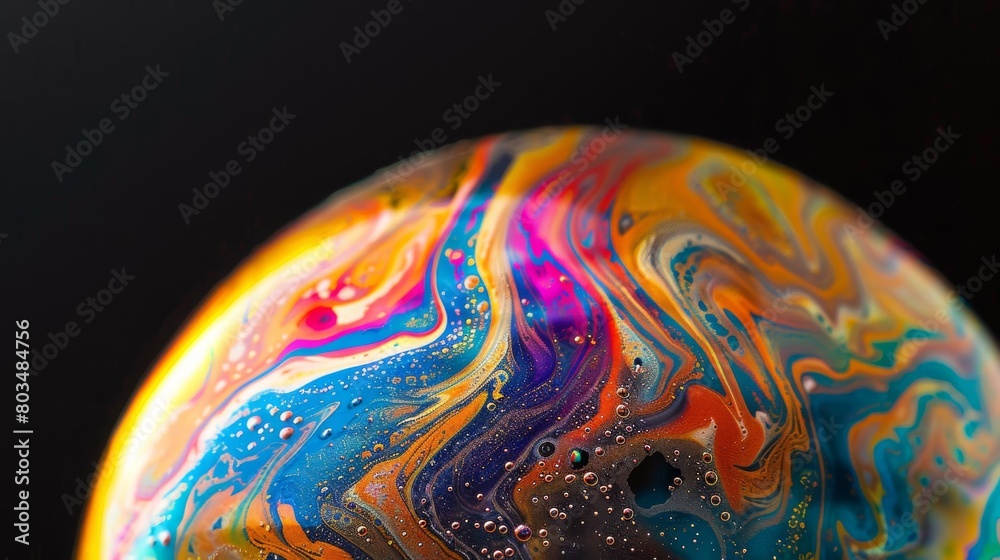 Poster the soap bubble surface showcases a spectrum of vivid colors, evoking an elegant fluidity