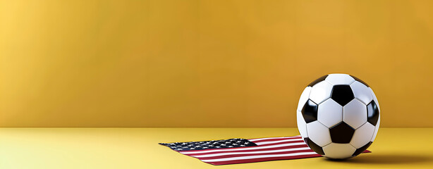 A soccer ball on the American flag