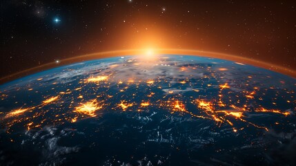 Obraz premium a view of the earth from space with lights of cities