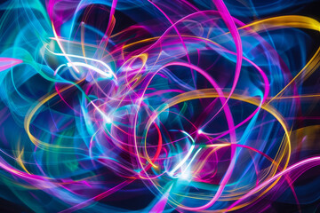 A light painting photography session, where special effects are achieved through long exposure and the movement of light sources - Generative AI