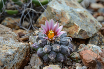 Edithcolea grandis thriving in its natural habitat, focusing on how the plant adapts to arid environments - Generative AI