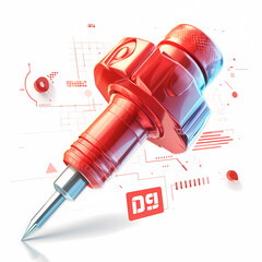 Premium-Quality Crimson Office Push Pencil in High-Definition 3D Render