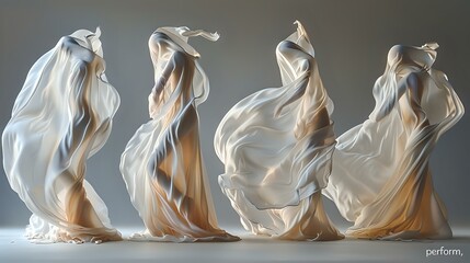 Ephemeral Grace: High-Definition Fabric Sculptures in Motion