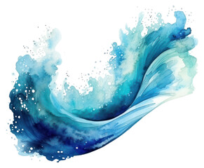 PNG  Wave in Watercolor style painting water white background
