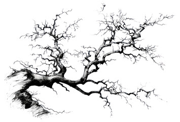 PNG Dying tree drawing illustrated sketch