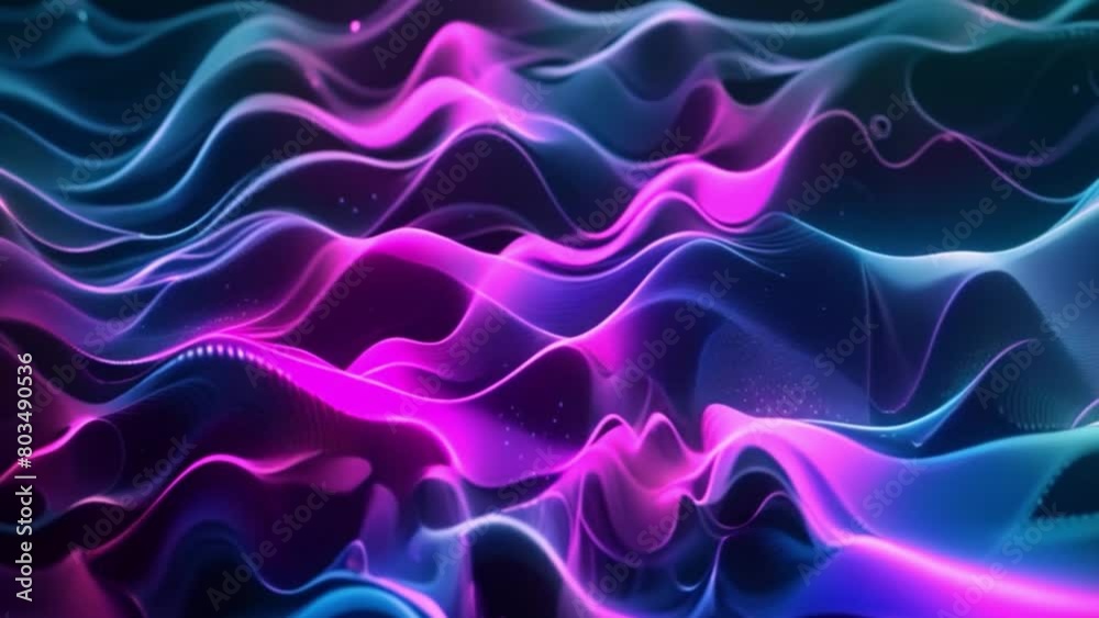Aufkleber A graphic representation of wavy lines with a blend of blue and pink colors on a dark background.