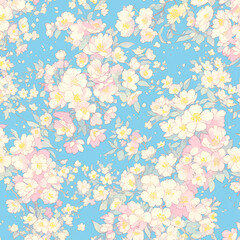 Blooming Elegance: A Delicate and Dreamy Seamless Pattern of Petite Blossoms for Spring-Inspired Projects.
