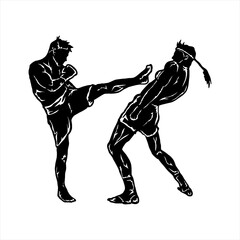 illustration vector muay thai poster style