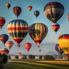 Fototapeta premium Collection of colorful hot air balloons floating in the sky5