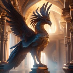 Set of mythical creatures like phoenixes and sphinxes in a mystical realm5