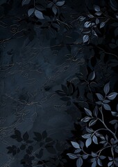 A dark and elegant floral pattern with intricate leaves and flowers, set against a deep background. ​