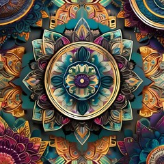 Fototapeta premium Assortment of intricate mandala designs in various colors5