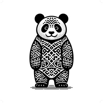 recommend clip art: panda silhouette in animal ethnic, polynesia tribal illustration