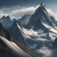 Group of mystical mountains with snow-capped peaks5