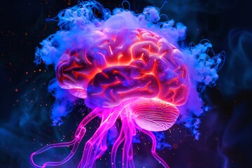 Naklejka premium A kirlian aura photo of a human brain.