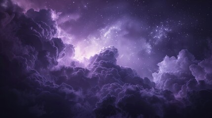 A digital depiction of ethereal clouds lit from within by the brilliance of nebulae and twinkling starlight in hues of pink and purple - Powered by Adobe