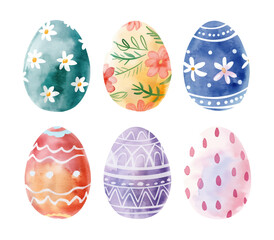 easter eggs set watercolor digital painting good quality