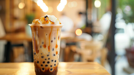 Boba bubble milk tea, black sugar, product photography