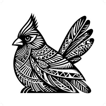 recommend clip art: Cardinal bird silhouette in animal ethnic, polynesia tribal illustration
