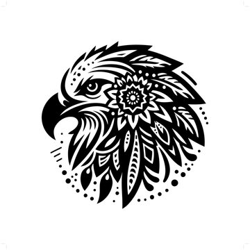 recommend clip art: Eagle, hawk bird silhouette in bohemian, boho, nature illustration