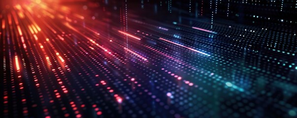 Naklejka premium Digital abstract backdround for technological operations, neural networks, AI, data transmission and encryption, digital archives, audio and visual representations, scientific research. Copy space