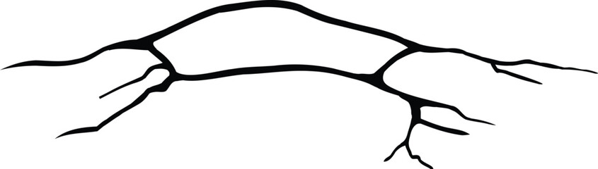 Dry crack. Ground hole crack, cracked craquelure and damaged wall texture. Geology damage earth surface, ground crack hole texture or earthquake wallpaper. Isolated vector sign