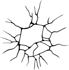 Dry crack. Ground hole crack, cracked craquelure and damaged wall texture. Geology damage earth surface, ground crack hole texture or earthquake wallpaper. Isolated vector sign