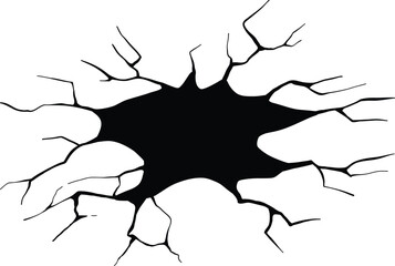 Dry crack. Ground hole crack, cracked craquelure and damaged wall texture. Geology damage earth surface, ground crack hole texture or earthquake wallpaper. Isolated vector sign